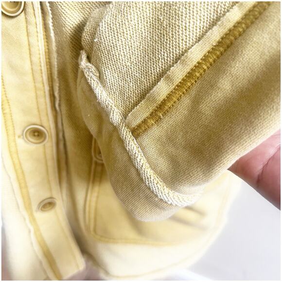 Anthropologie Pilcro Shacket Size Petite Large Mustard Collared Boho Distressed - Picture 12 of 13
